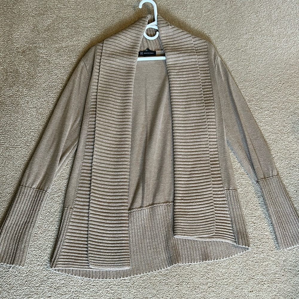 Inc International Concepts Heavy Weight Knit Tan Cardigan Sweater